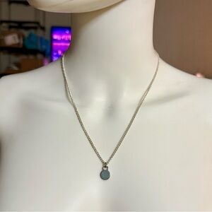 Coach Dainty Minimalist Powder Blue Enamel Pendant .925 Solid Sterling Necklace